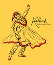 Indian classical dance Kathak sketch or vector illustration Royalty Free Stock Photo